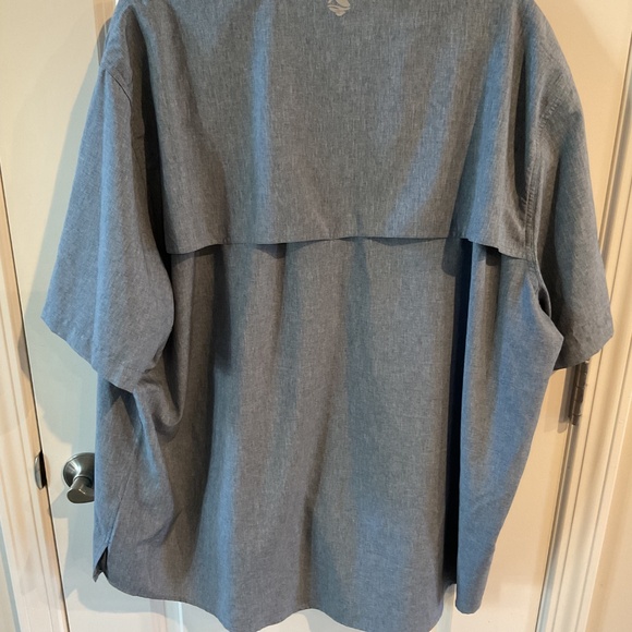 Ocean + Coast Short Short Sleeve Button Down Shirt - XXL - Bison Blue Heather - Picture 4 of 9